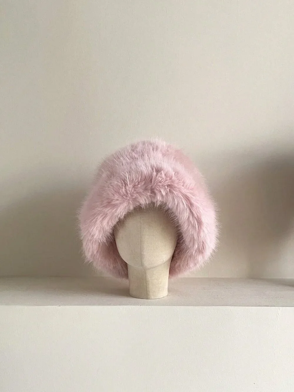 Pink Casual Women's Thickened Warm Plush Ear Protection faux fur Bucket Hat